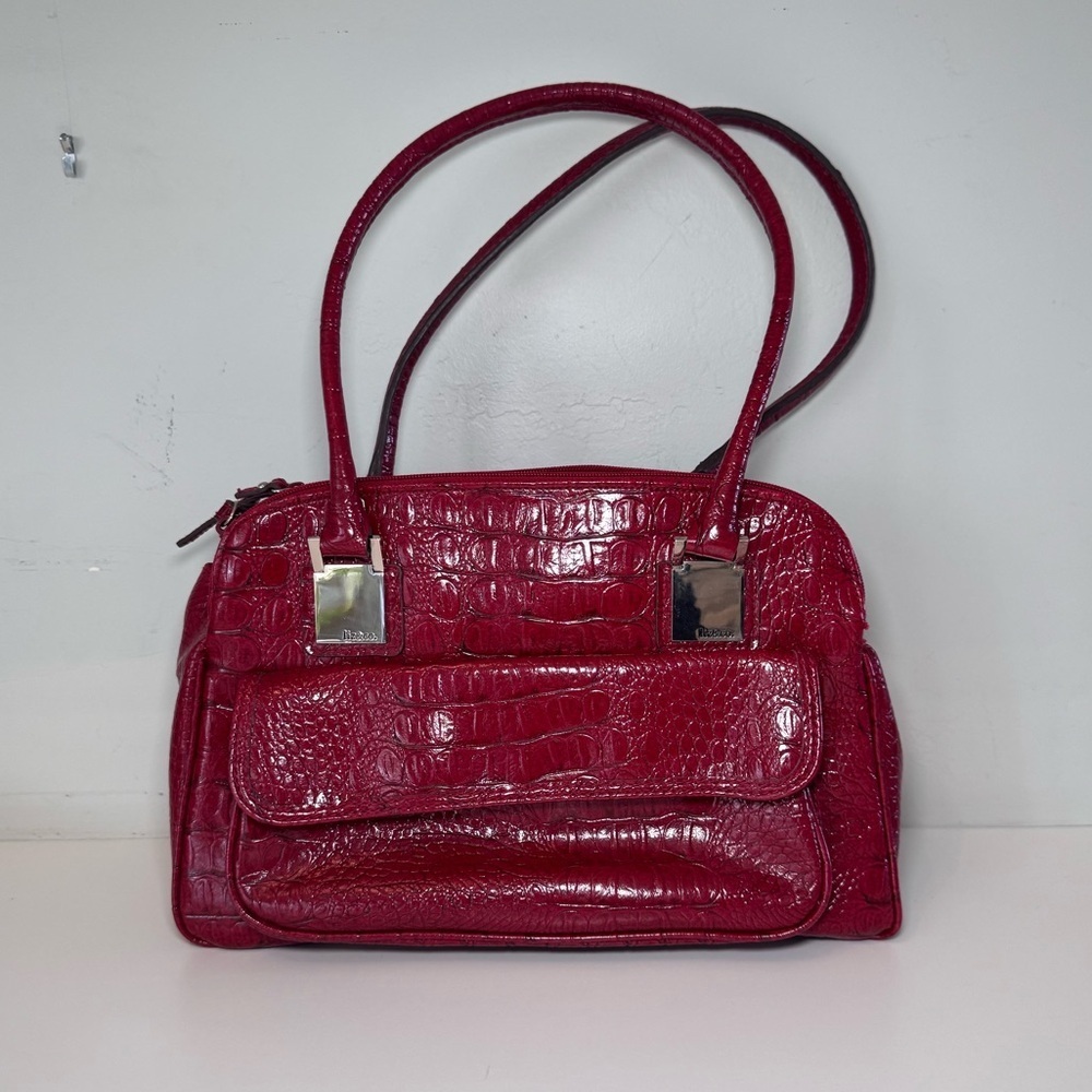 Liz & Co. Y2K Red Faux Crocodile Leather Bag